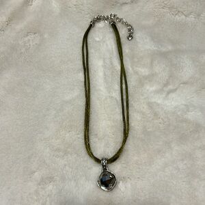 Brighton Venus Rising necklace-silver toned with large faceted champagne stone.